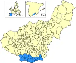 Location of the Costa Granadina in Granada province