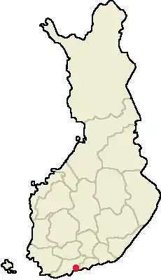 The diocese of Helsinki comprises the entirety of the Republic of Finland. Helsinki is marked as a red dot.