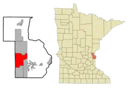 Location of the city of Stacy within Chisago County, Minnesota