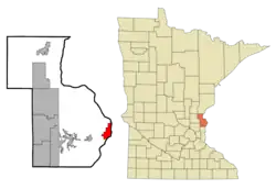 Location of the city of Taylors Falls within Chisago County, Minnesota