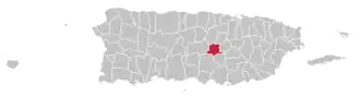 Map of Puerto Rico highlighting Barranquitas Municipality