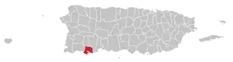 Map of Puerto Rico highlighting Guánica Municipality