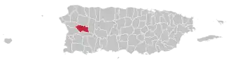 Map of Puerto Rico highlighting Las Marías Municipality