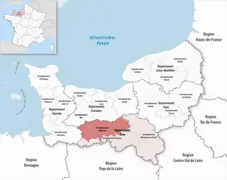 Location within the region Normandy