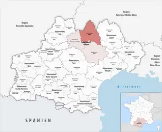 Location within the region Occitanie