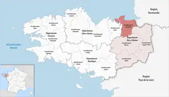 Location within the region Brittany