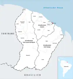 Location of the commune (in red) within French Guiana