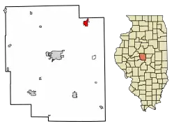 Location of Atlanta in Logan County, Illinois.