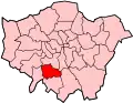 Location of the London Borough of Merton in Greater London