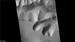 Closer view with CTX image of part of the Louros Valles