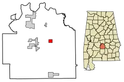 Location of Hayneville in Lowndes County, Alabama.