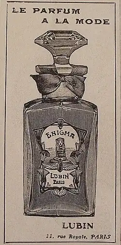 Black and white drawing of a perfume bottle