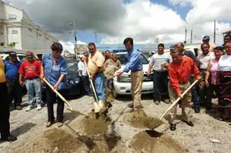 Resident Commissioner Luis Fortuño participates alongside the mayor of Yabucoa, Puerto Rico, Angel García, for the official ceremony of the new construction of the Urban Center and Plaza