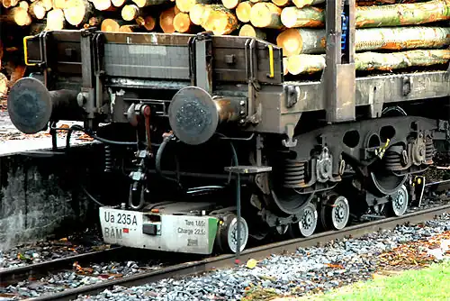 Timber wagon on rollbocks