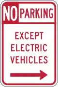 R7-111 No parking, except electric vehicles