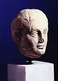 Marble head of a female statue from Elane dated to the 4th century B.C.
