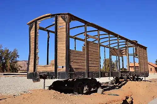 Train carriage outside Madain Saleh station