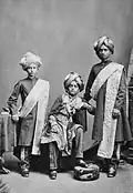 Crown prince Yuvaraja Krishnaraja Wadiyar IV with two other Indian princes