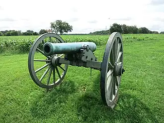 Photo shows a 12-lb Napoleon gun at Malvern Hill.