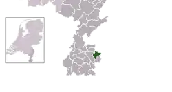 Highlighted position of Landgraaf in a municipal map of Limburg