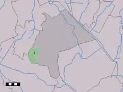 The town centre (dark green) and the statistical district (light green) of Ekehaar in the municipality of Aa en Hunze.