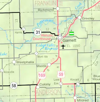 KDOT map of Anderson County (legend)