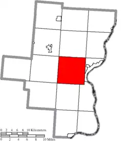 Location of Green Township in Gallia County