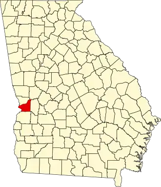 State map highlighting Chattahoochee County