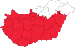 Territory of the Archeparchy of Hajdudorog, excluding the Eparchy of Miskolc and Eparchy of Nyiregyhaza