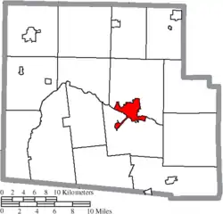 Location of Kenton in Hardin County