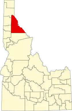 Map of Idaho highlighting Shoshone County