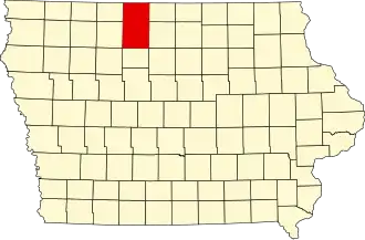 State map highlighting Kossuth County