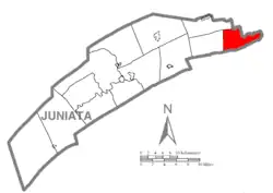 Map of Juniata County, Pennsylvania highlighting Susquehanna Township