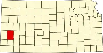 State map highlighting Kearny County