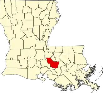 Map of Louisiana highlighting Iberville Parish