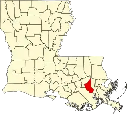 Map of Louisiana highlighting St. Charles Parish