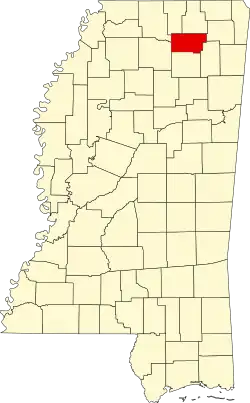 Map of Mississippi highlighting Union County