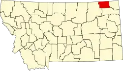 State map highlighting Daniels County