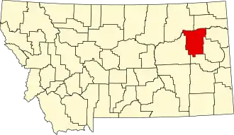 State map highlighting McCone County
