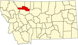 State map highlighting Pondera County