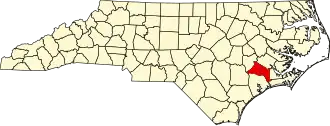 State map highlighting Jones County