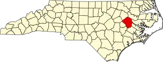 State map highlighting Pitt County
