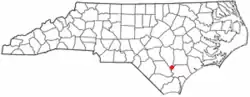 Location within the U.S. state of North Carolina