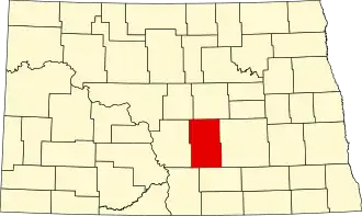 Map of North Dakota highlighting Kidder County