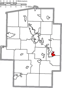 Location of Dennison in Tuscarawas County