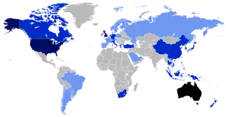 Map of the Australian diaspora