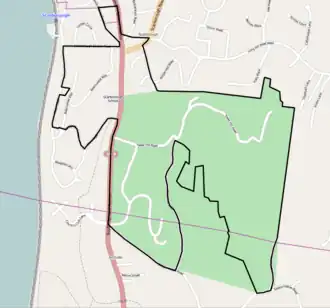 Street map showing district boundaries