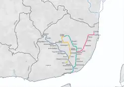 Lisbon Metro network in November 1998, when the Campo Grande-Rossio segment was extended to Cais do Sodré and became part of the Green Line, and the initial segment of the Red Line (between Alameda and Oriente) was completed; the Blue Line was extended to Baixa-Chiado to provide a transfer point with the Green Line after the Restauradores–Rossio connection was removed from regular service.