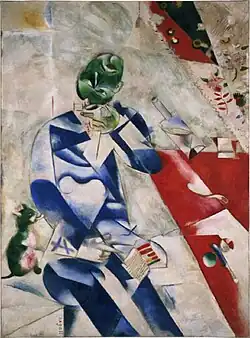 Marc Chagall, 1911, Trois heures et demie (Le poète), Half-Past Three (The Poet) Halb vier Uhr, oil on canvas, 195.9 × 144.8&nbsp;cm, The Louise and Walter Arensberg Collection, 1950, Philadelphia Museum of Art
