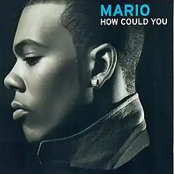 A man is facing the left of the cover with his eyes closed. Behind him is his name and the song's title placed horizontally, both colored light blue and white respectively.